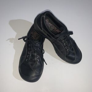 KEEN Shoes Womens Size 8 Black Leather Lace Up Comfort Walking Casual Sneakers